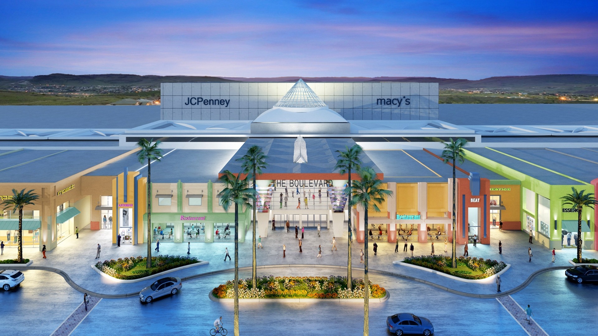 3D Rendering Aerial View Exterior Mall 4
