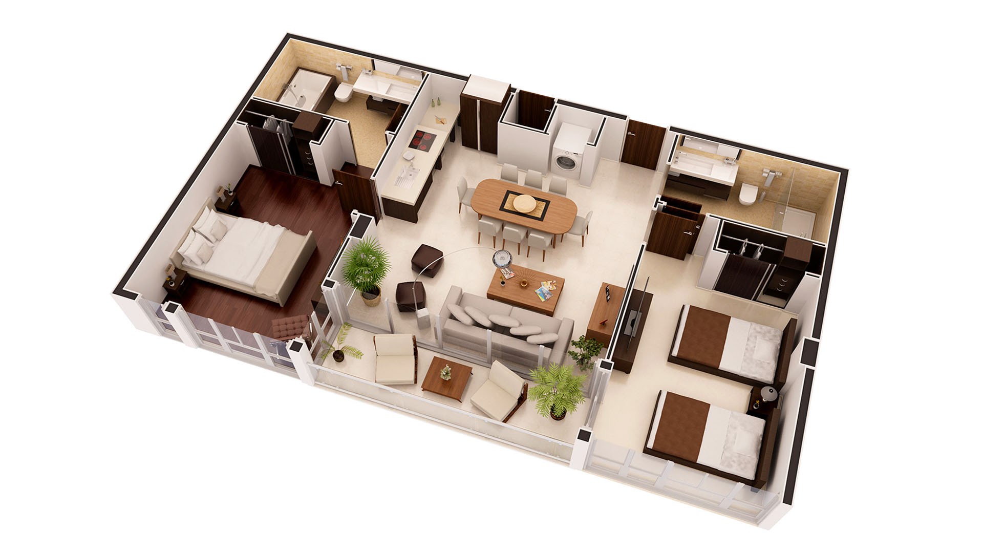 A 3D topview render created with floorplanner.com #floorplanner