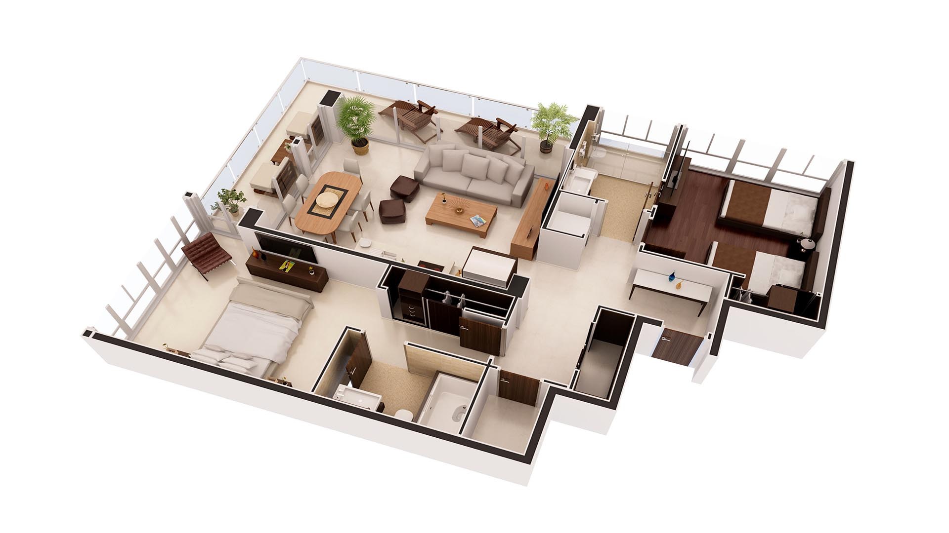 3D Render Floor Plan residence 4