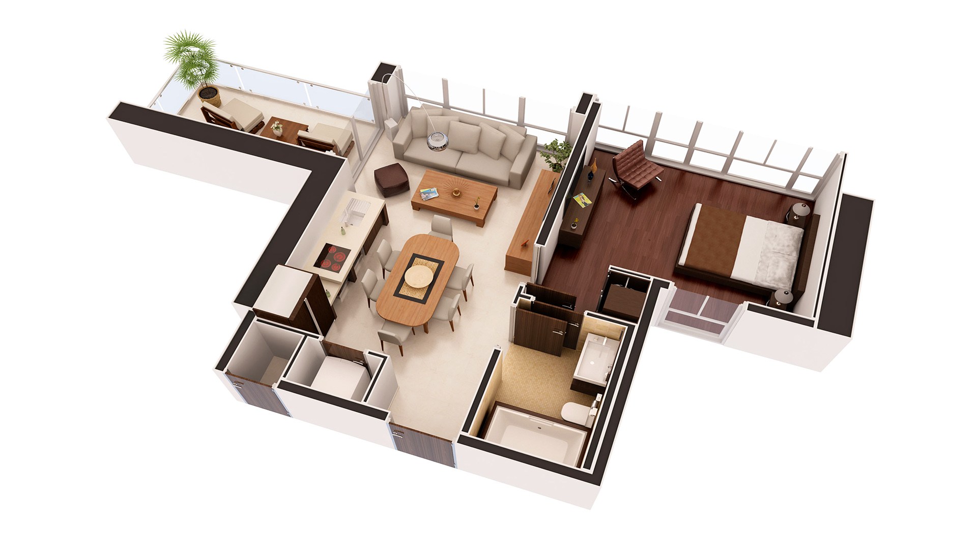 3D Render Floor Plan residence 3