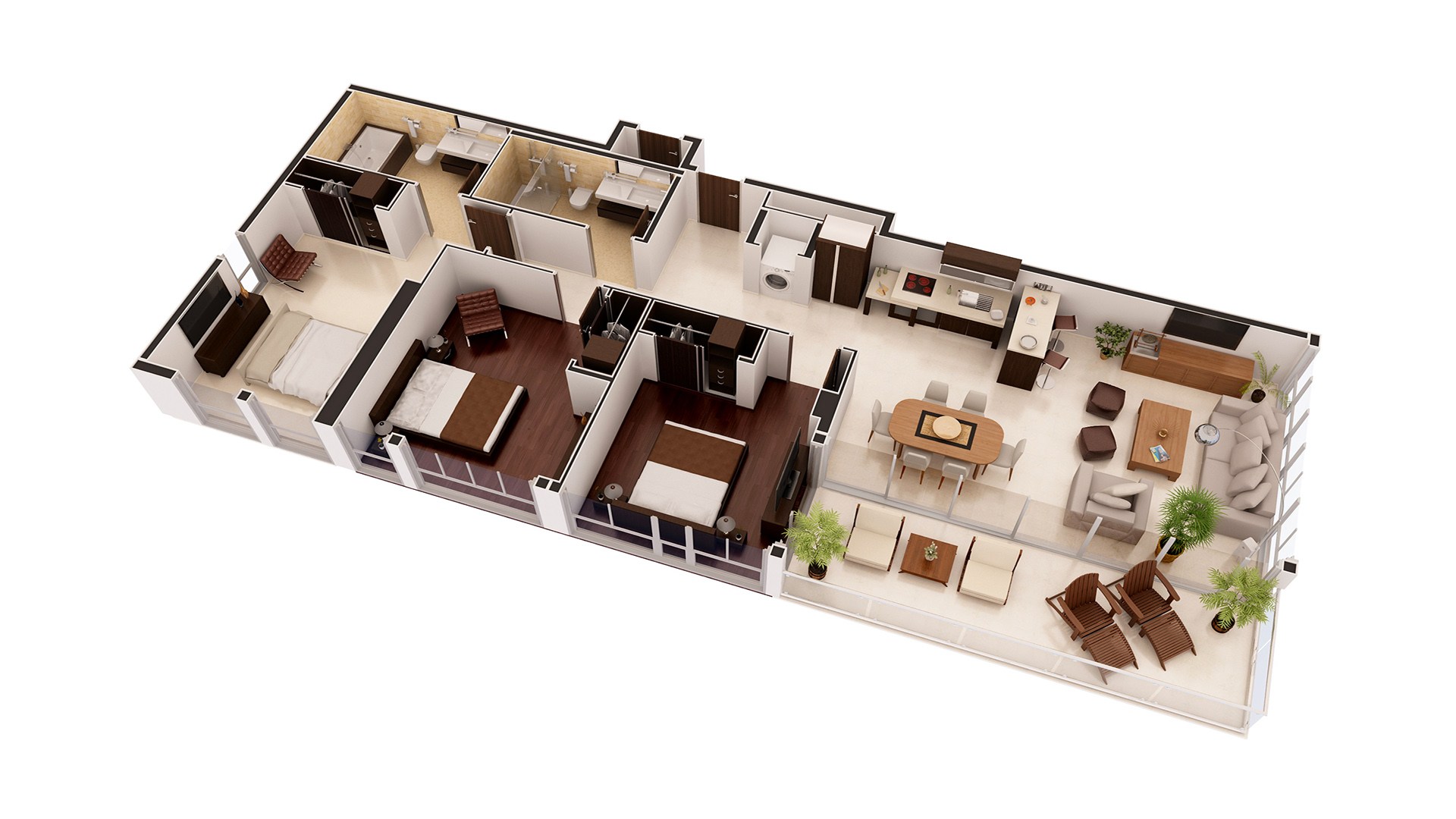 3D Render Floor Plan residence 2