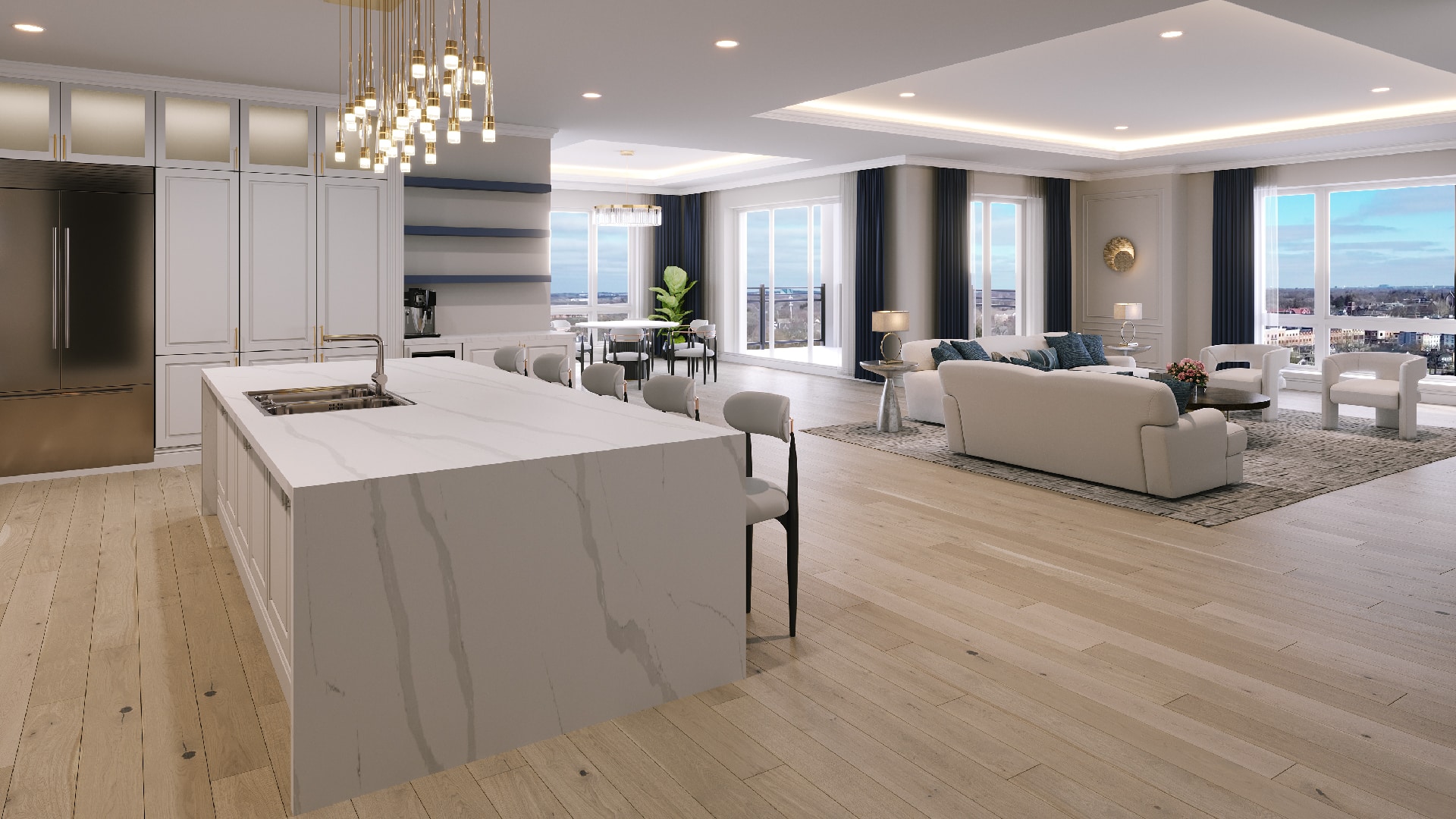 3D renderings in real estate marketing showcasing a beautifully staged living room