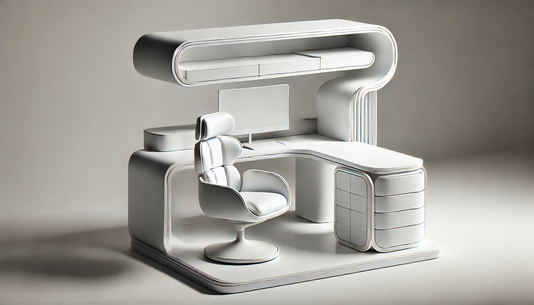 Digital model of a desk and chair created through object modeling for virtual staging