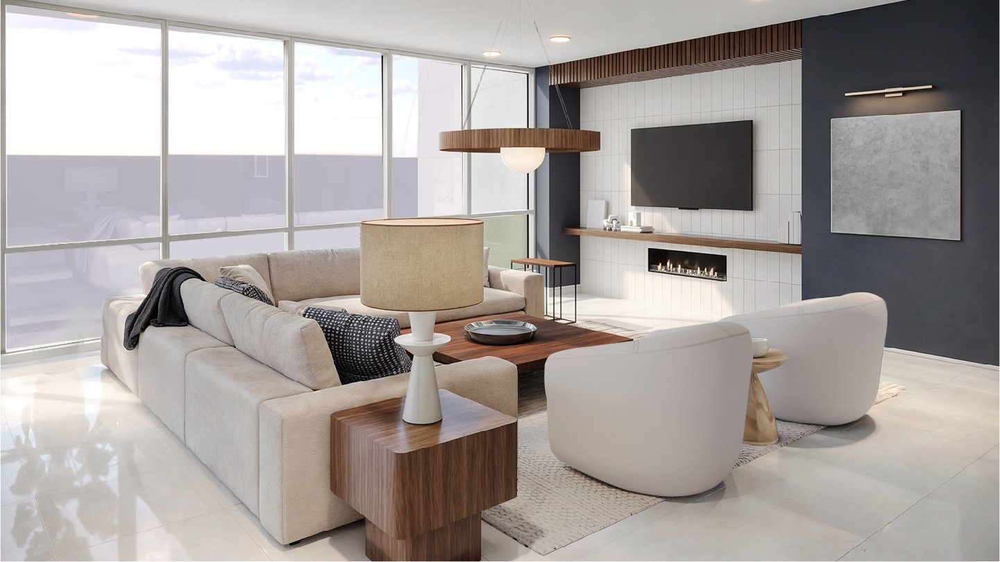 Modern interior living room 3d rendering