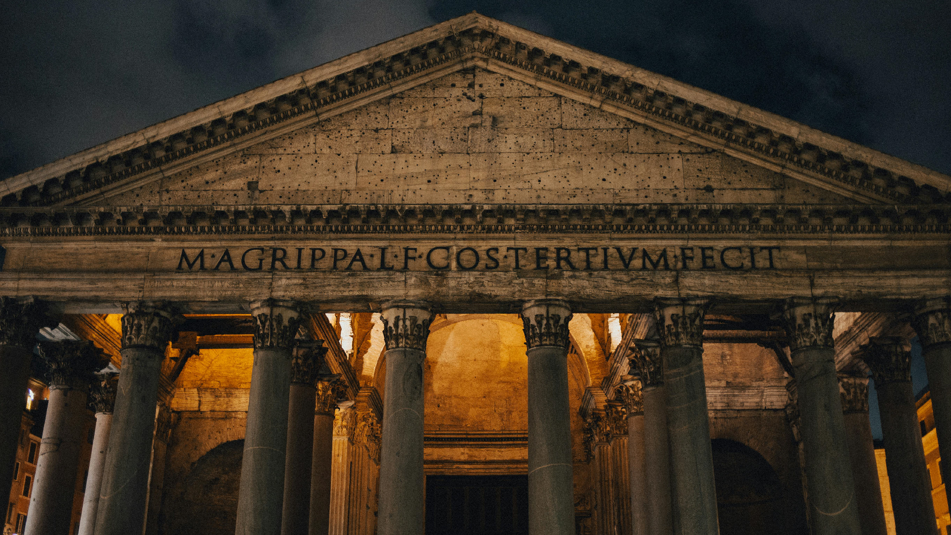 Close view of text in the Pantheon of Agrippa