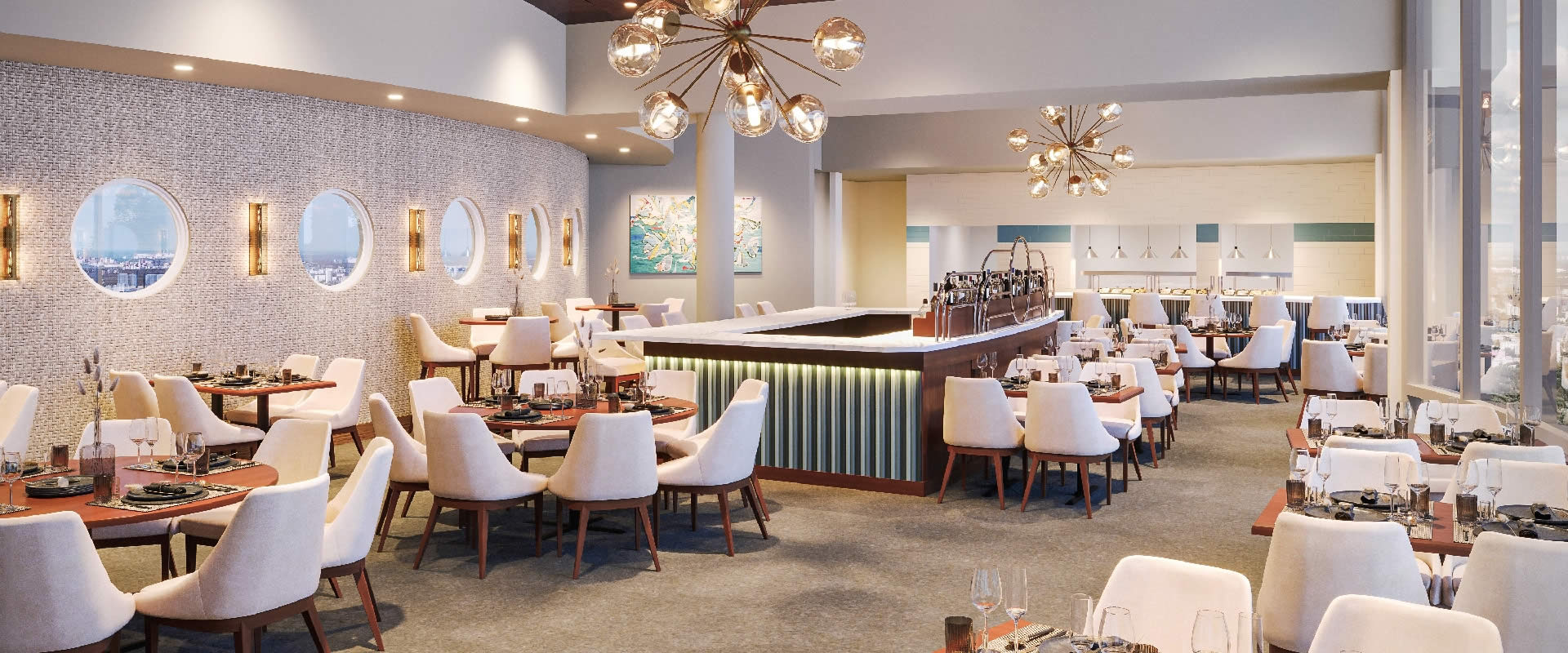 Modern Restaurant Design with city view