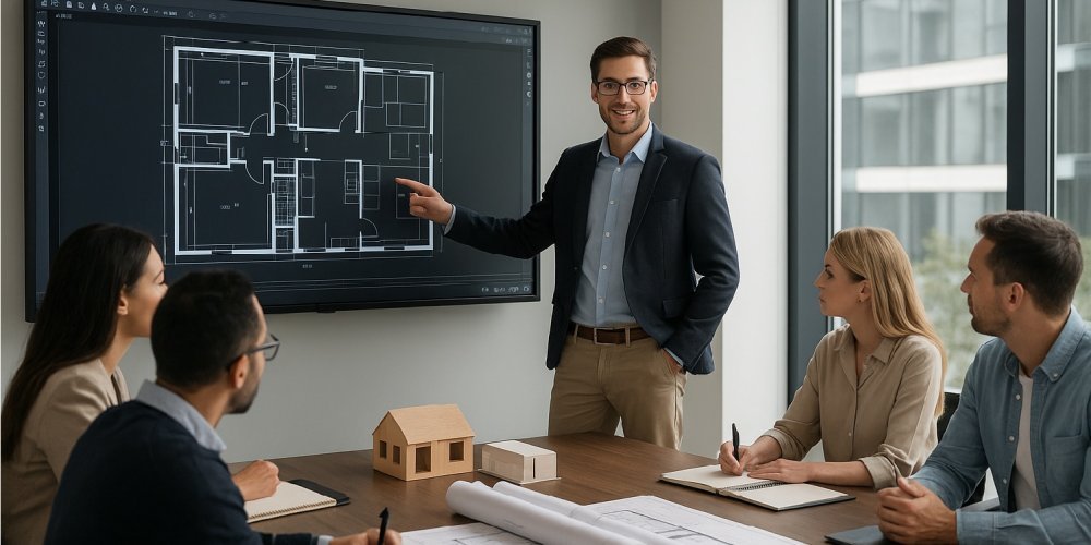 Architect presenting a Computer-Aided Design
