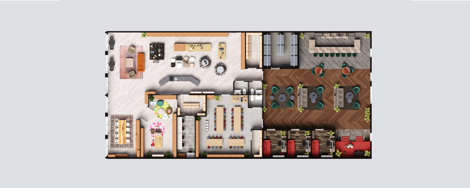 Restaurant Interior 3D Rendering - Restaurant floorplan