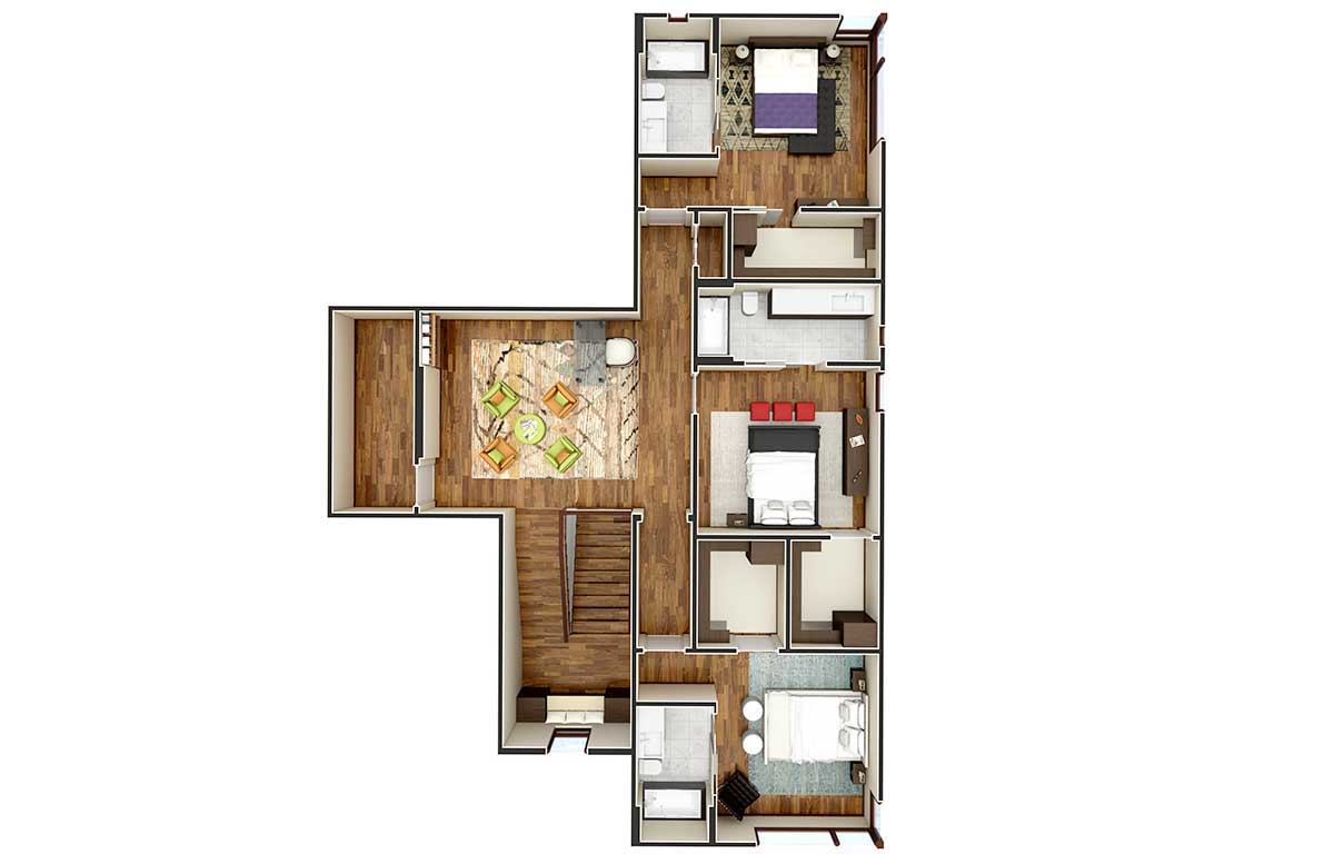 1.4 lugar – 3D Floor plan top view 107