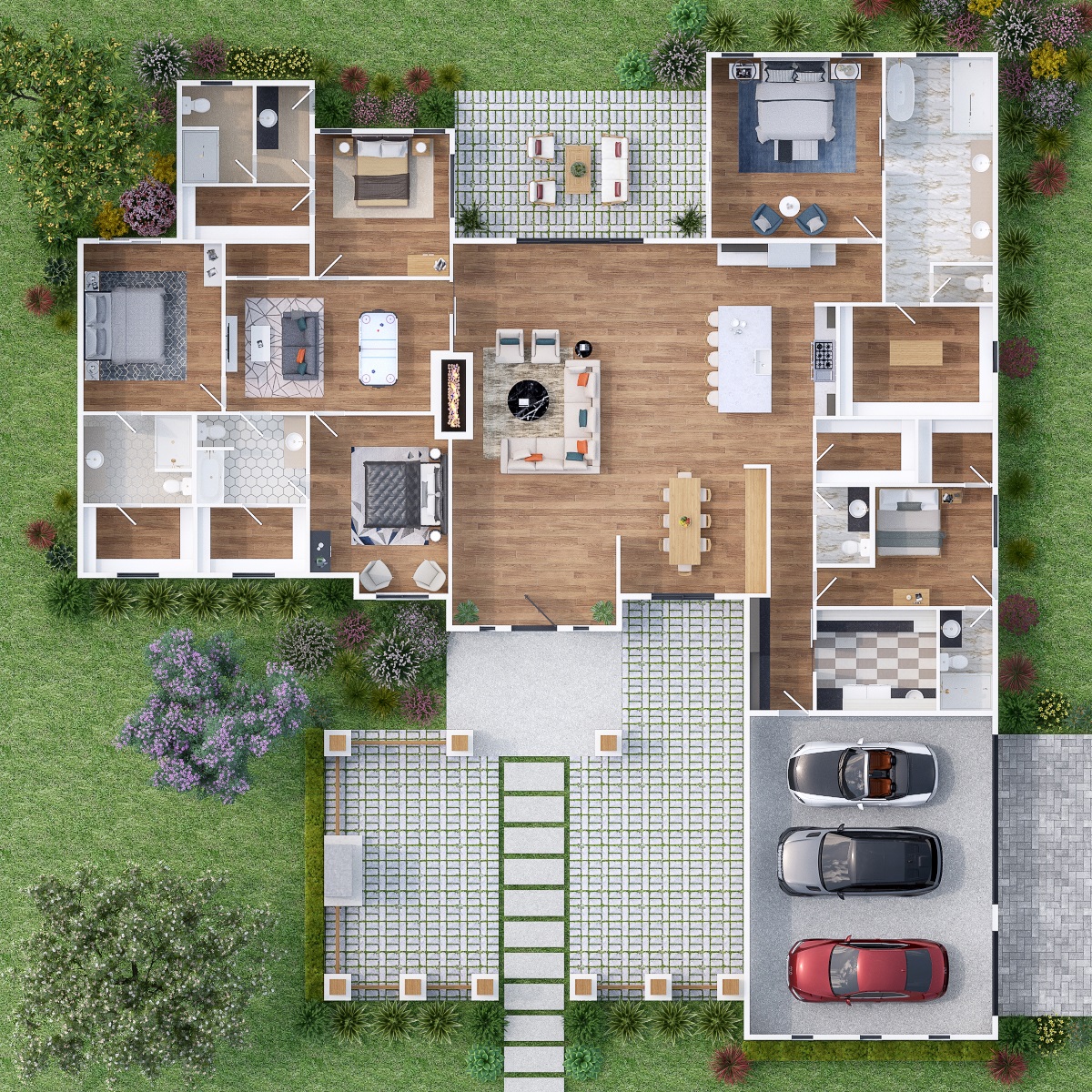 3D Floor plan top view 104 2D & 3D Floor Plan Services