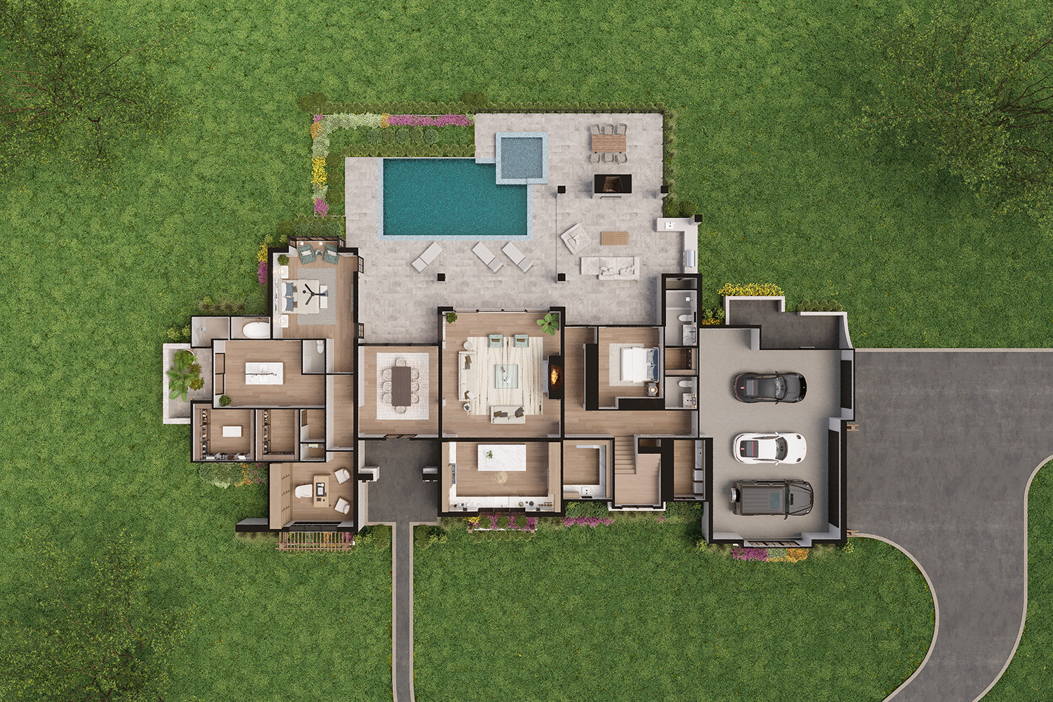 3D Floor plan top view 114-a 2D & 3D Floor Plan Services.